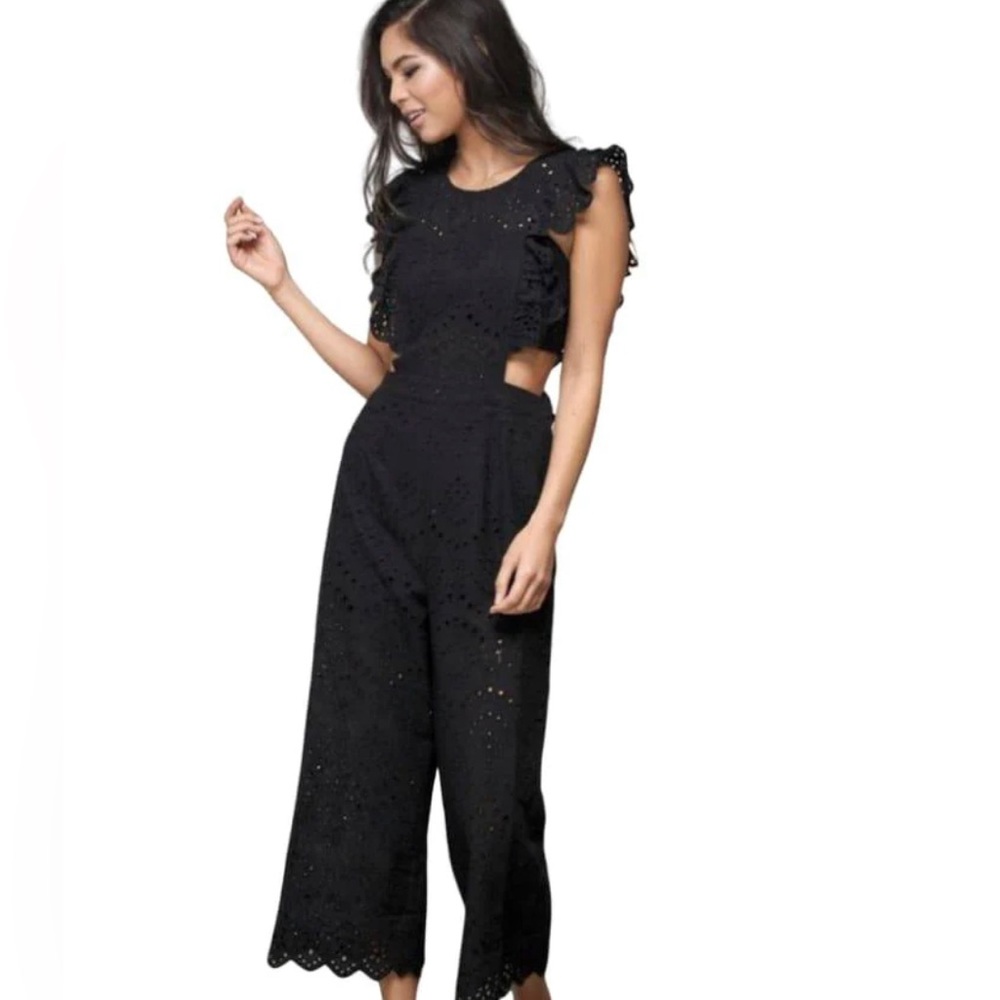 Blue blush eyelet jumpsuit